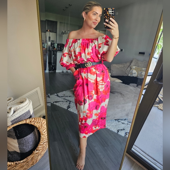 Floral Off-shoulder Cocktail Dress - Picture 2 of 2